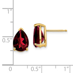 14k Garnet Pear Stud Earrings