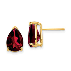 14k Garnet Pear Stud Earrings
