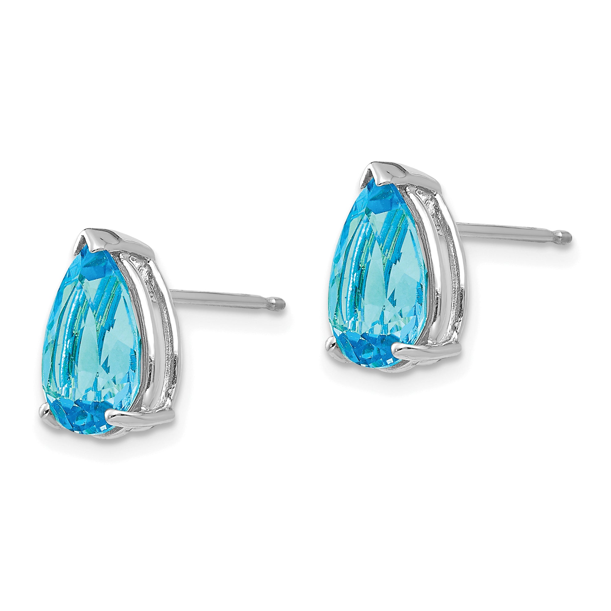 14k White Gold 10x7mm Pear Blue Topaz Earrings Secondary image