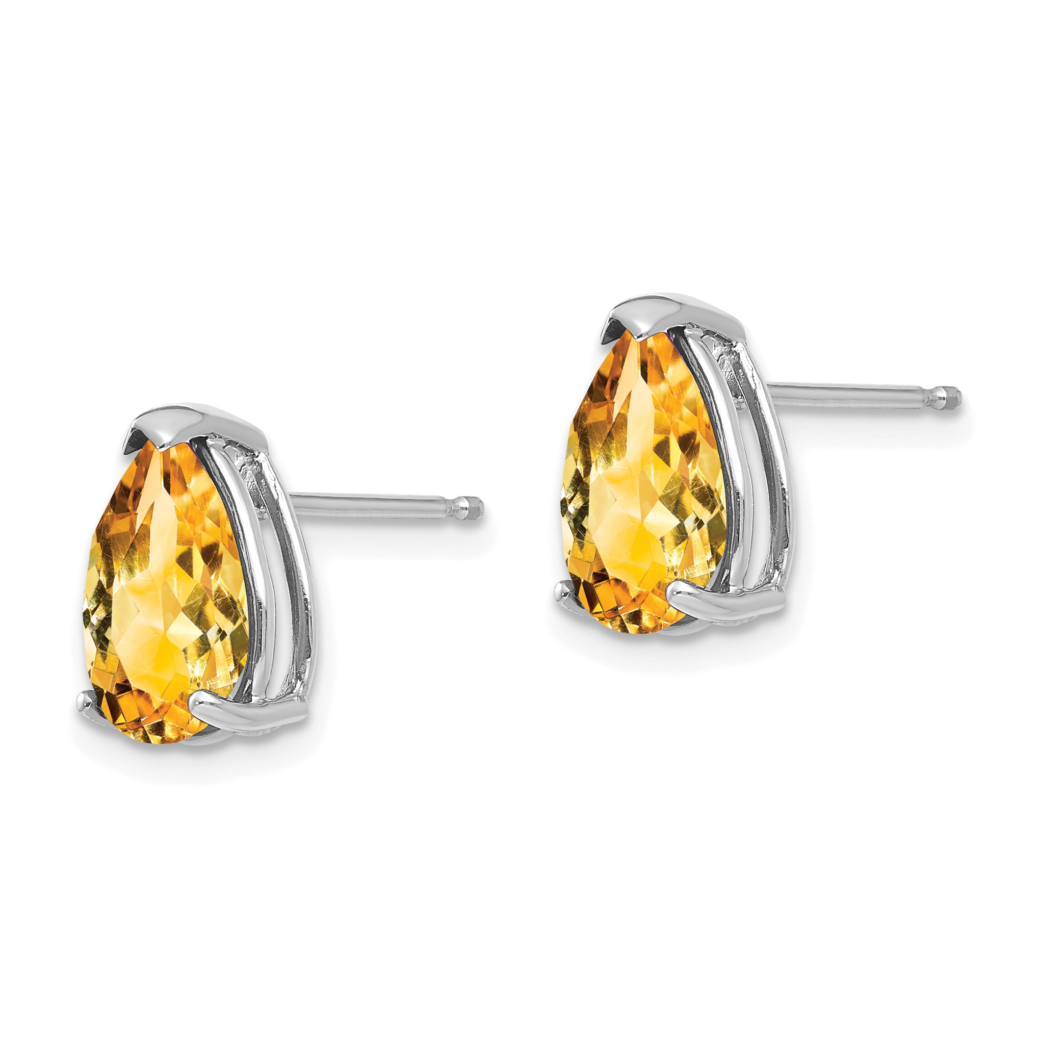 14k White Gold 10x7mm Pear Citrine Earrings Secondary image