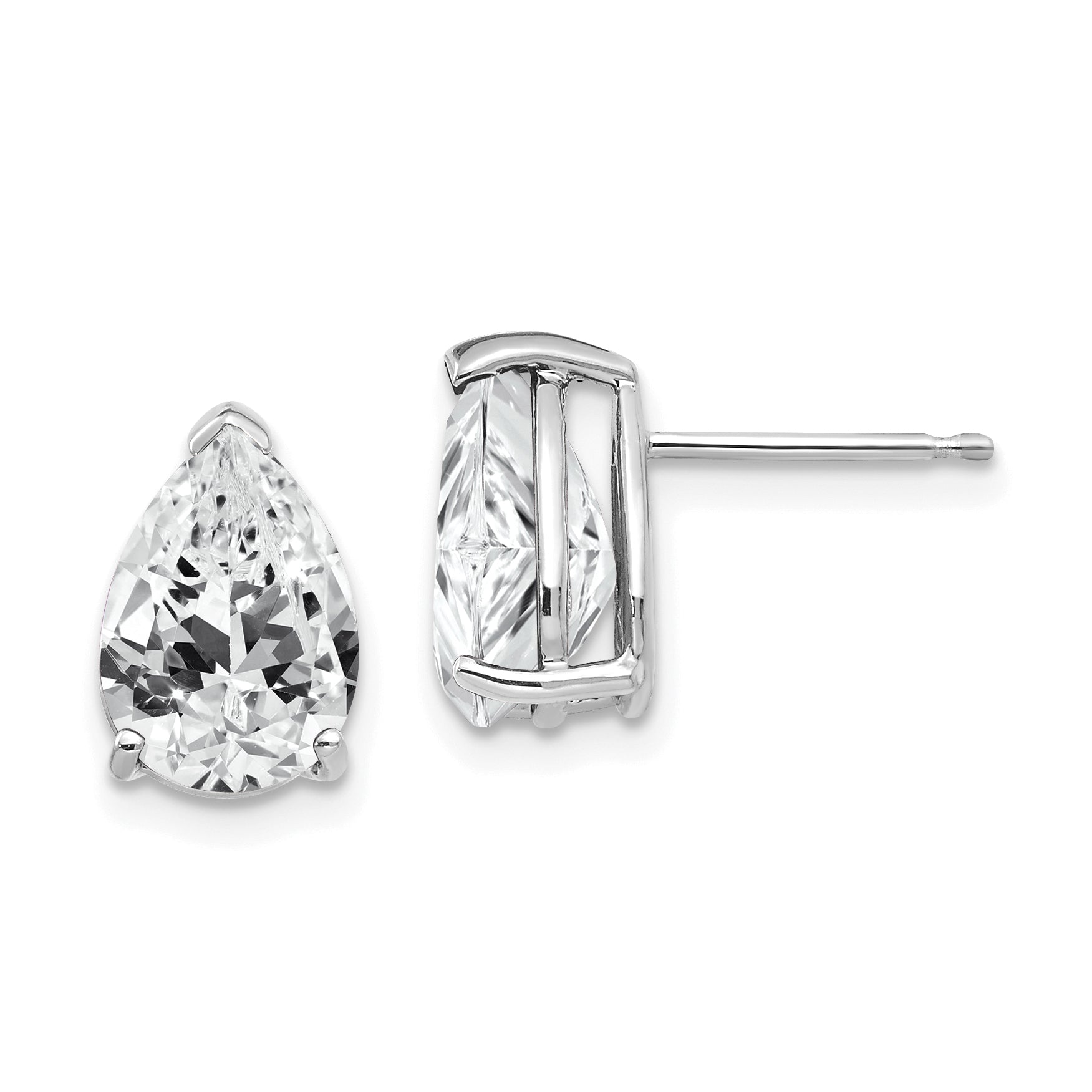 14k White Gold Cubic Zirconia Pear Stud Earrings Main image