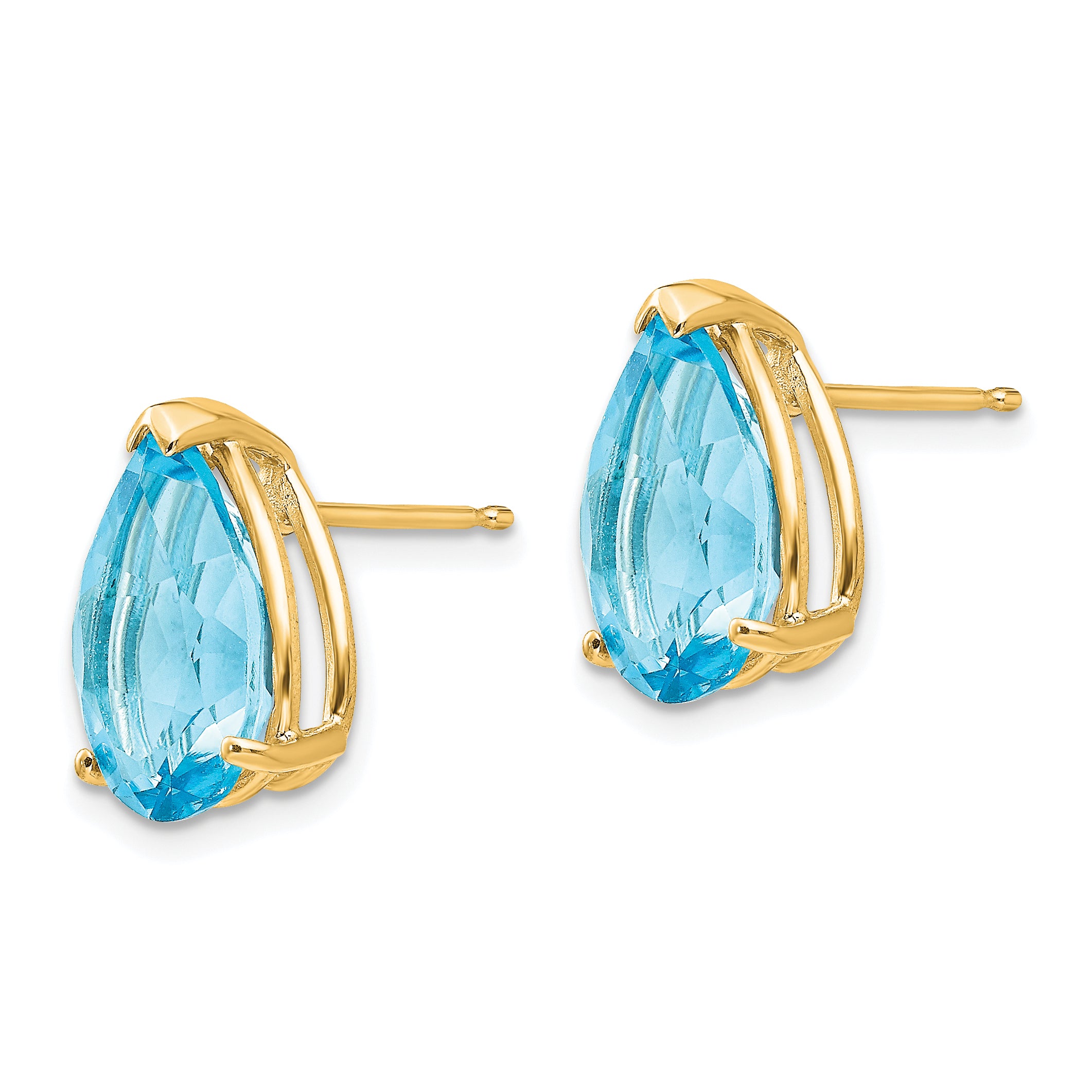 14k 12x8mm Pear Blue Topaz Earrings