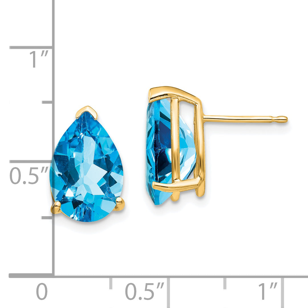 14k 12x8mm Pear Blue Topaz Earrings