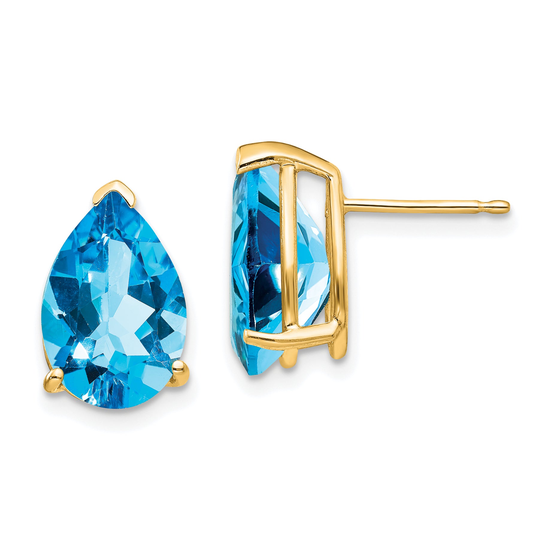 14k 12x8mm Pear Blue Topaz Earrings