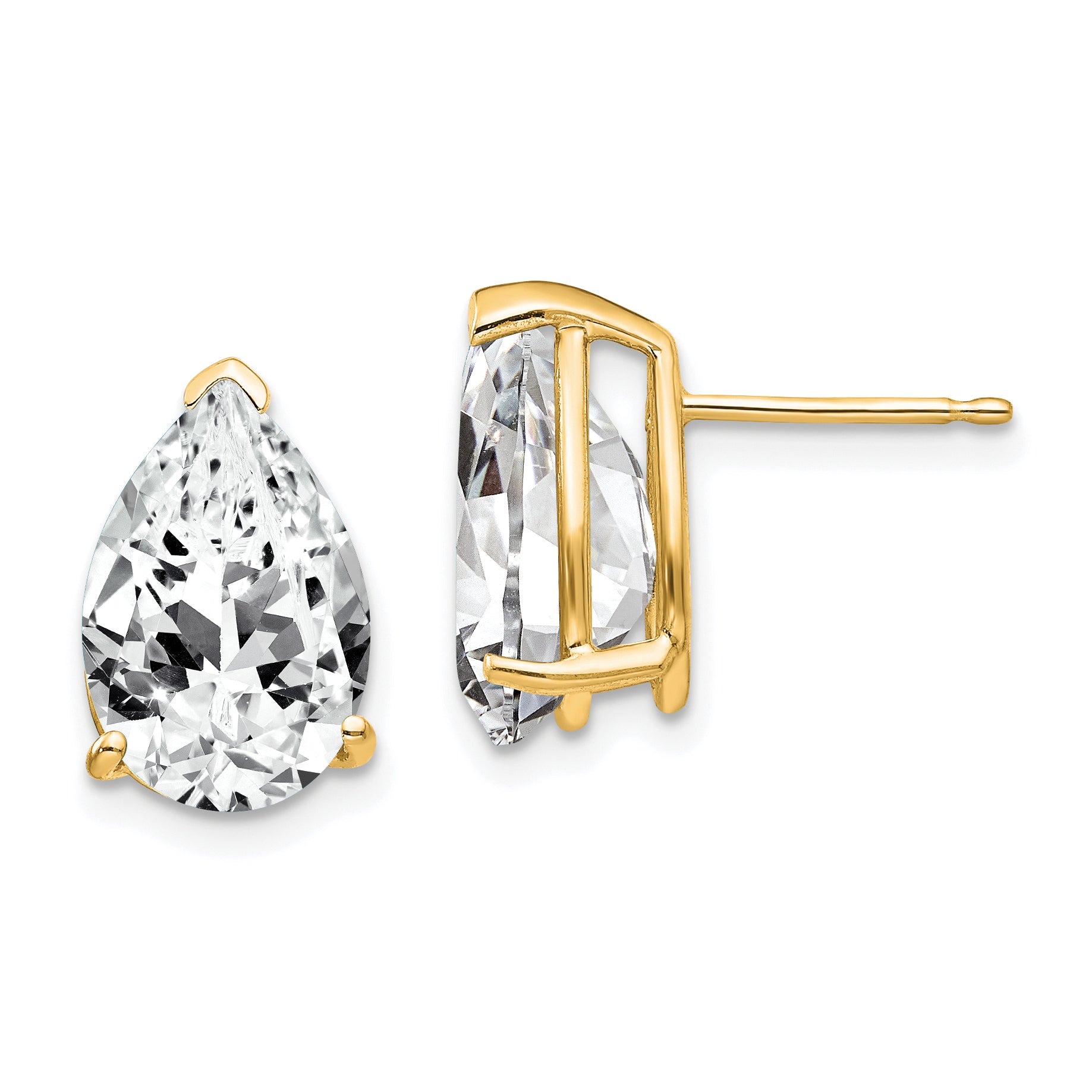 14k 12x8mm Pear Cubic Zirconia Earrings Main image