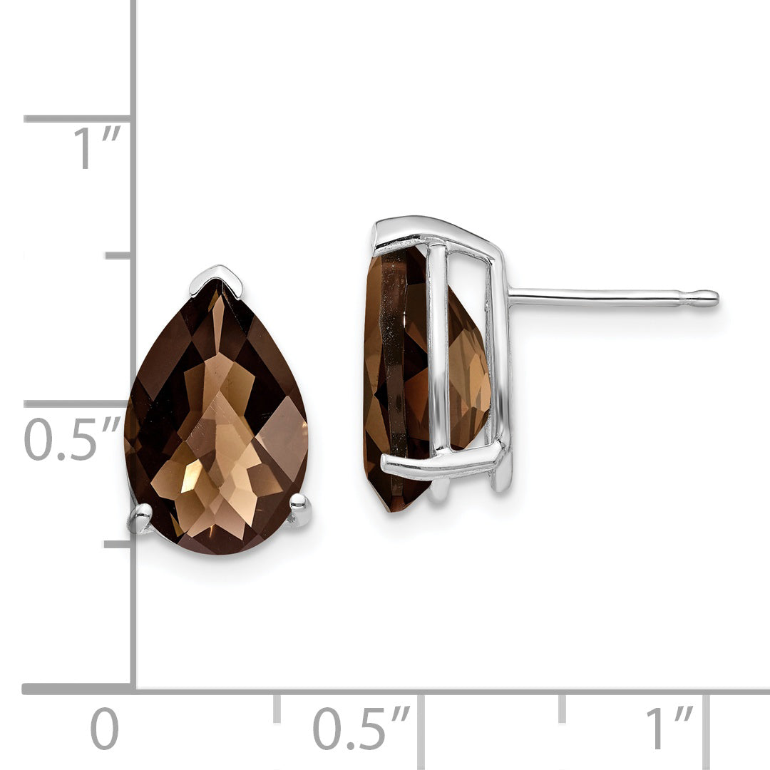 14kw 12x8 Pear Checker-Cut Smoky Quartz Earrings Secondary image
