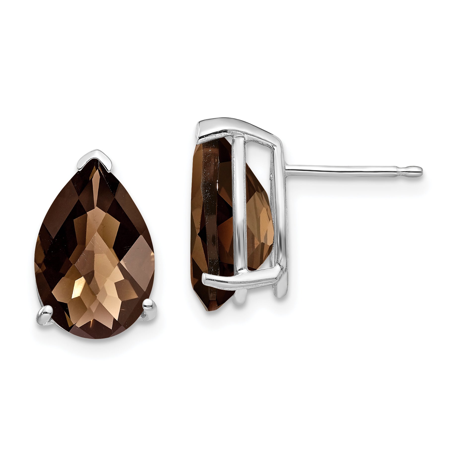 14kw 12x8 Pear Checker-Cut Smoky Quartz Earrings Main image