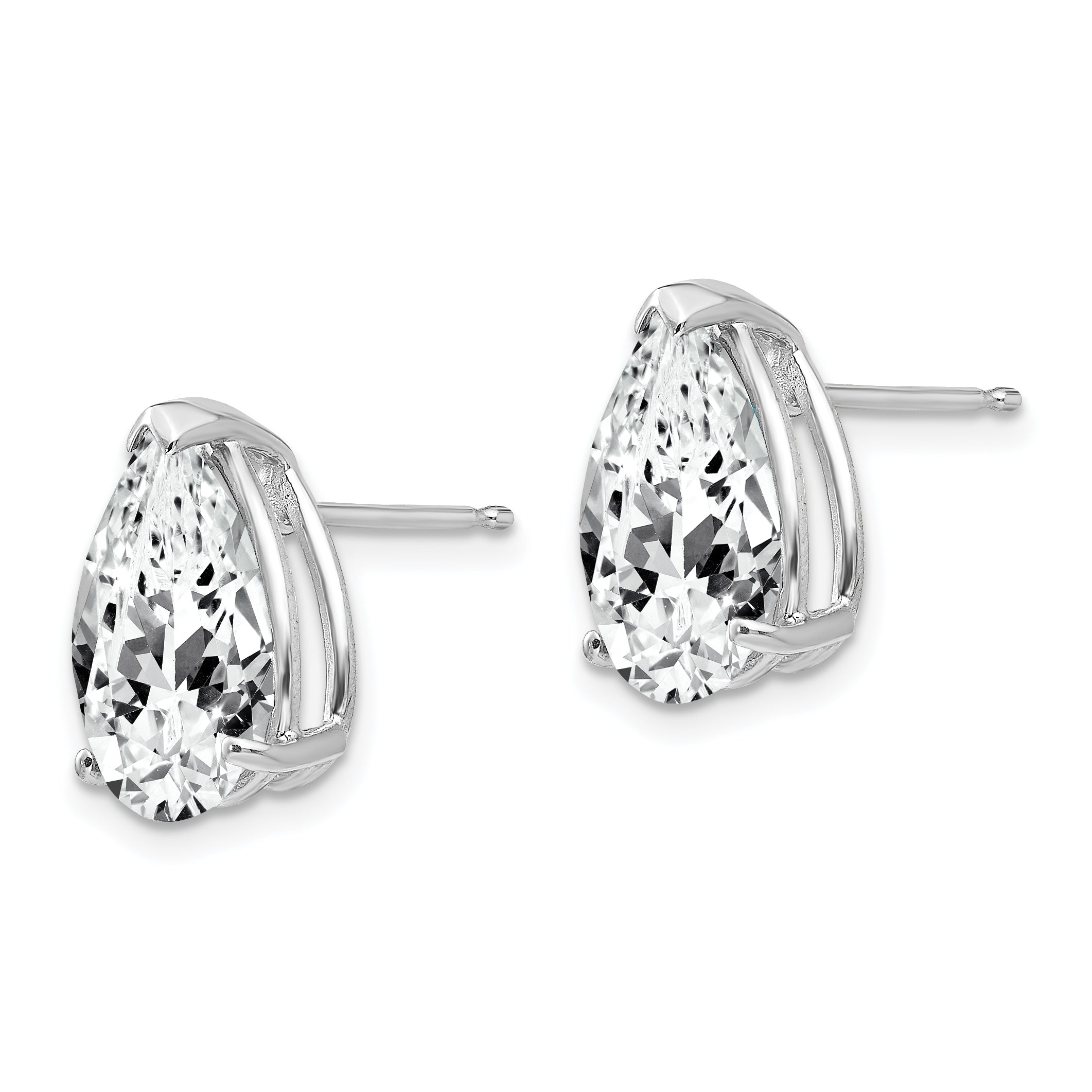 14k White Gold 12x8mm Pear Cubic Zirconia Earrings Secondary image