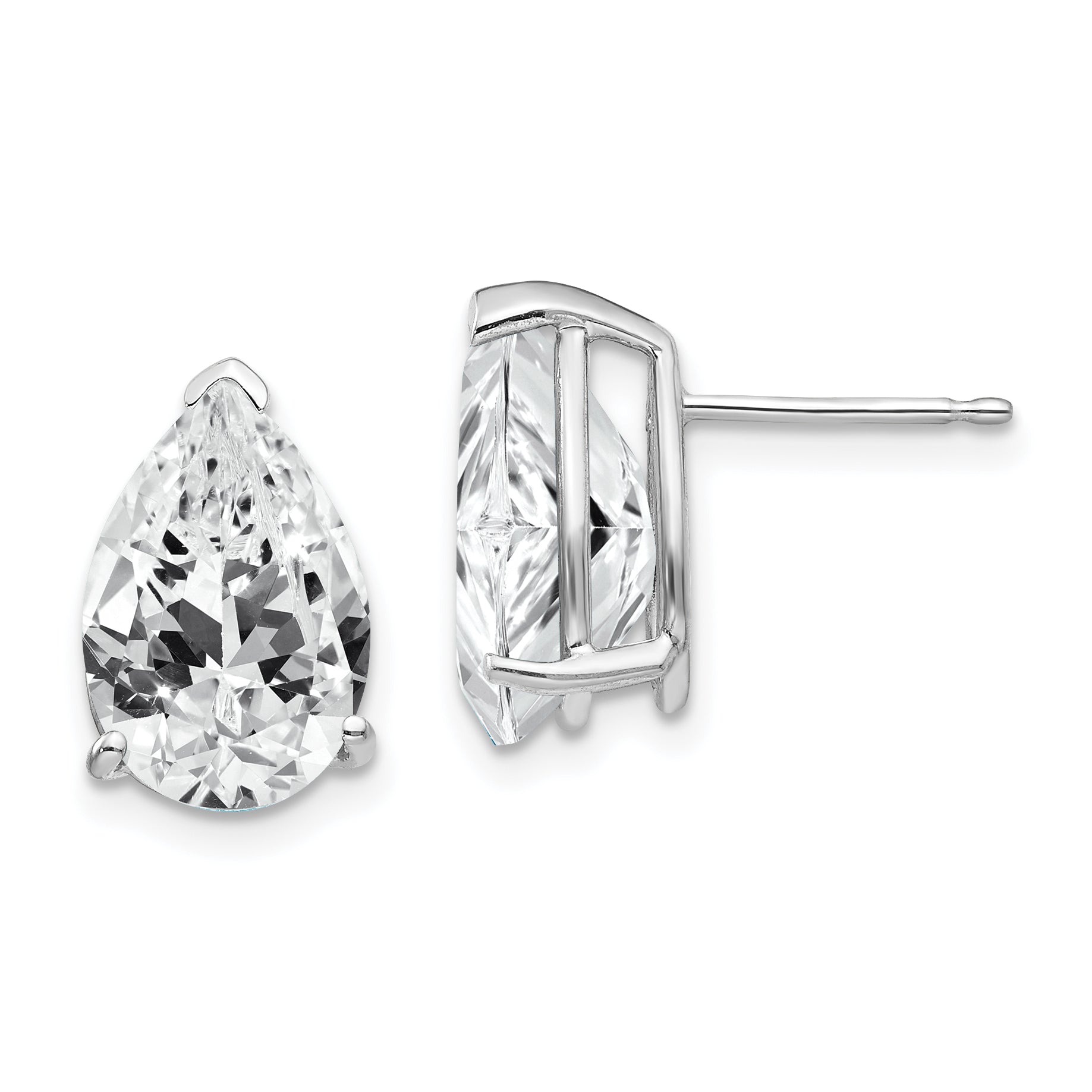 14k White Gold 12x8mm Pear Cubic Zirconia Earrings Main image