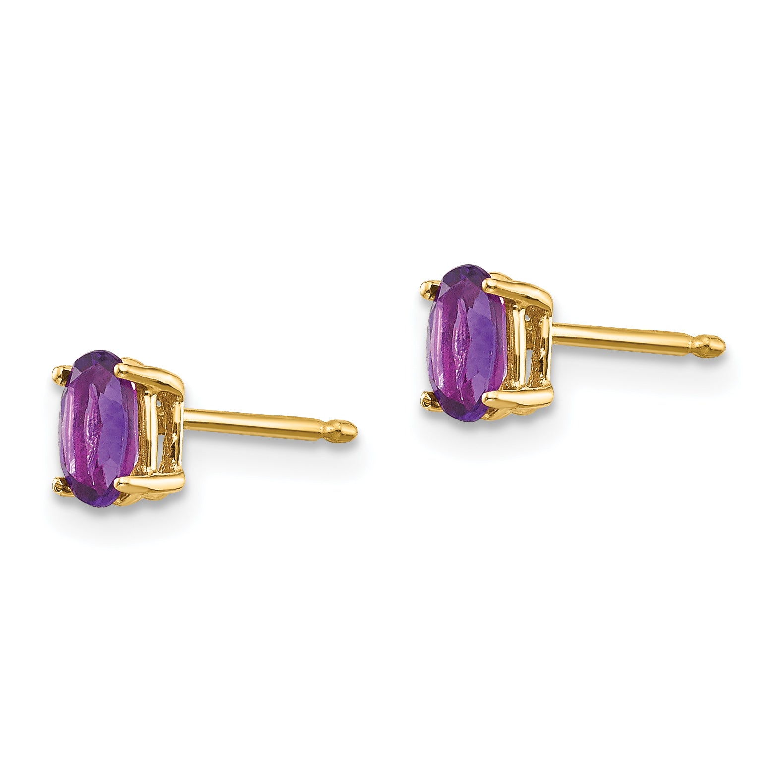 14k 5x3mm Oval Amethyst Earrings Secondary image