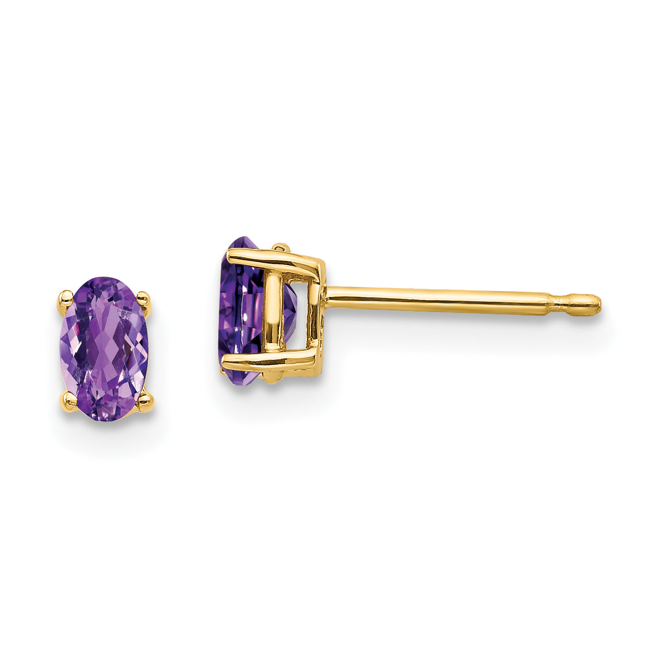 14k 5x3mm Oval Amethyst Earrings Main image
