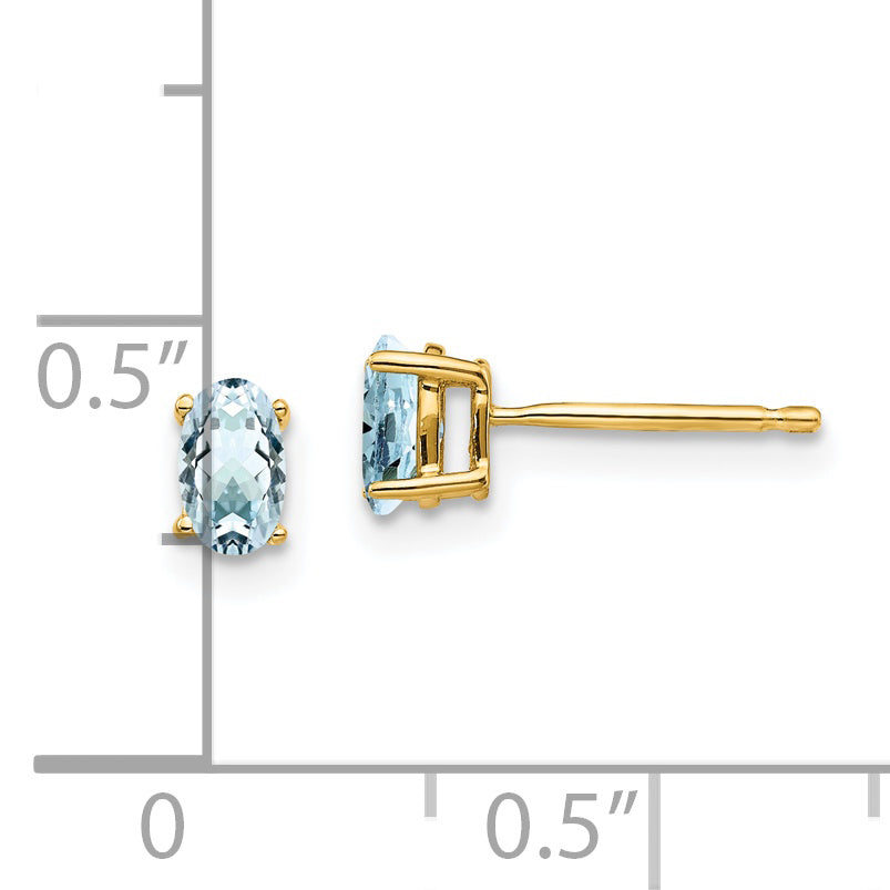 14k Aquamarine Post Earrings