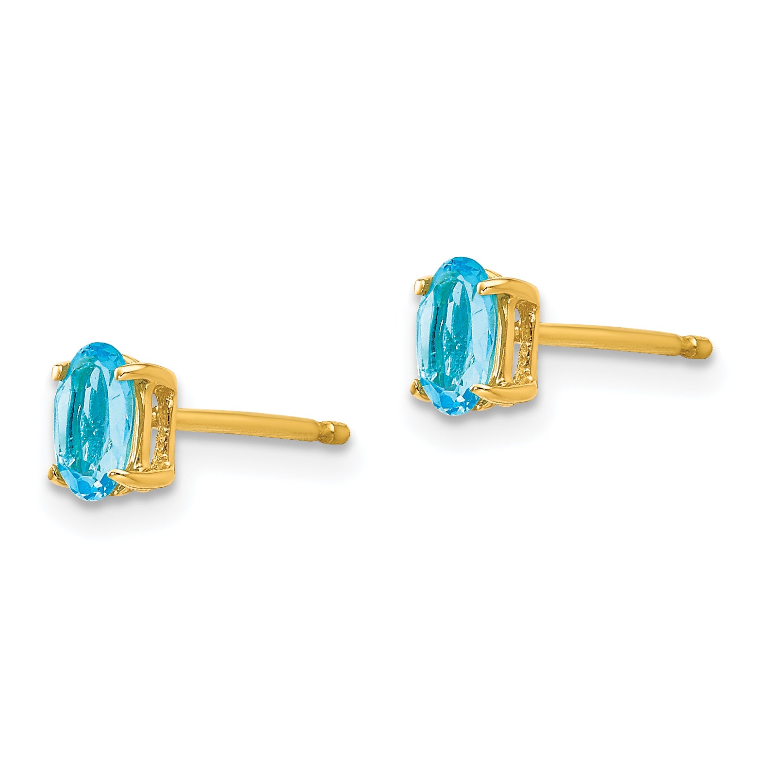 14k 5x3mm Oval Blue Topaz earring Secondary image