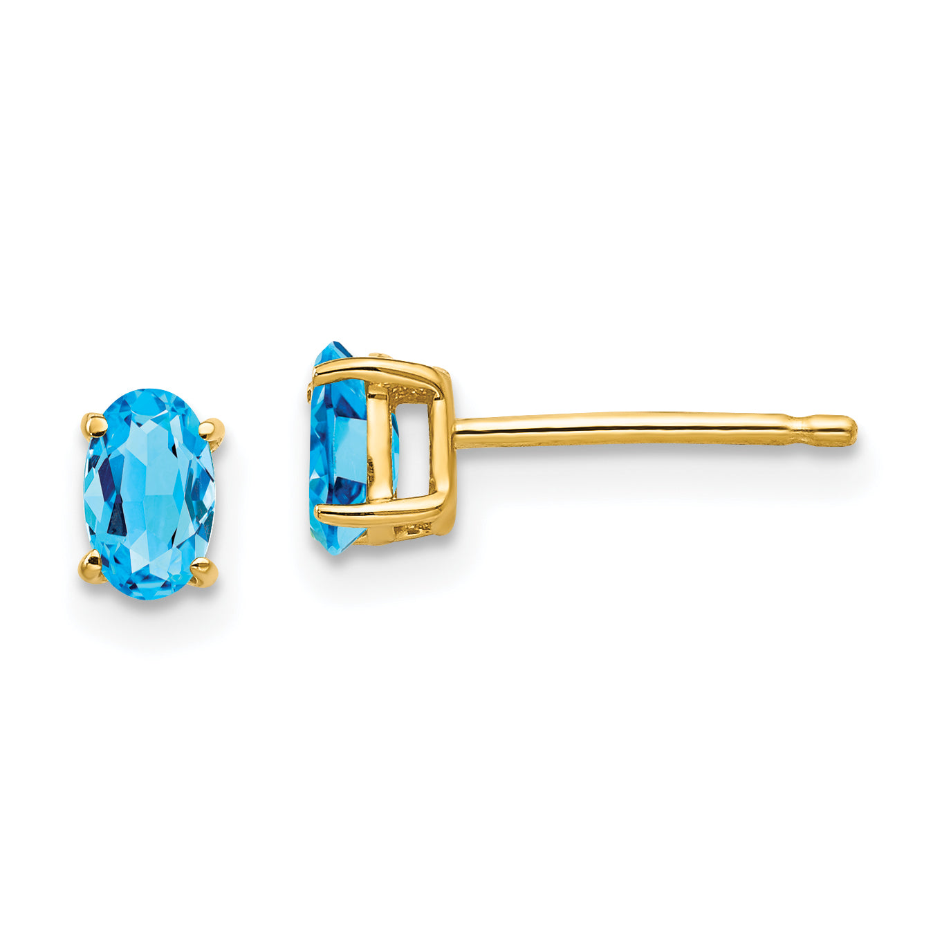 14k 5x3mm Oval Blue Topaz earring Main image