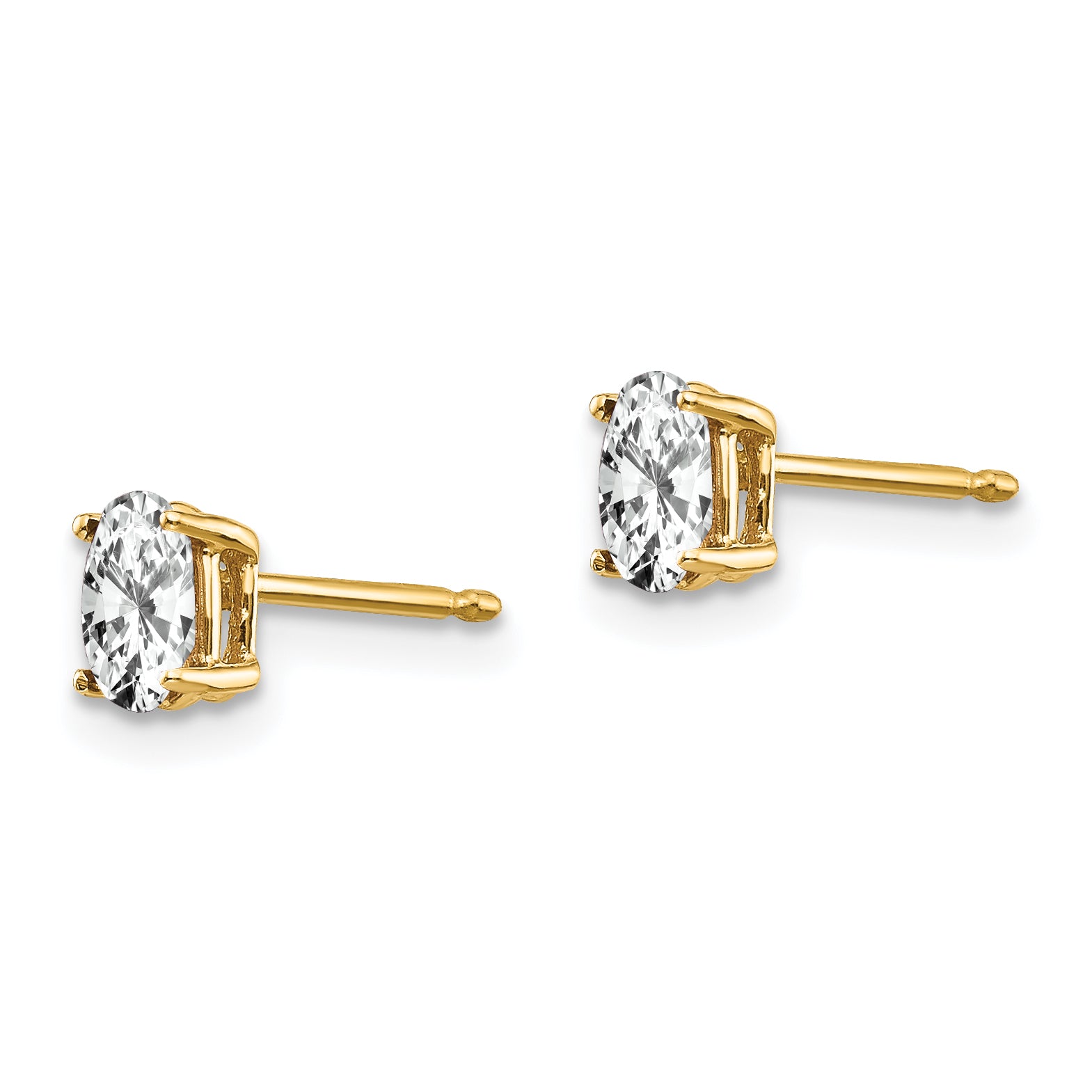 14k 5x3mm Oval Cubic Zirconia Earrings Secondary image