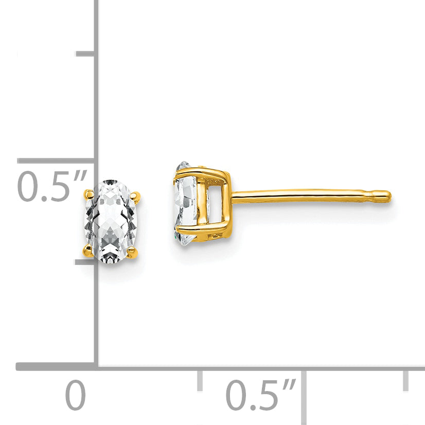 14k 5x3mm Oval Cubic Zirconia Earrings