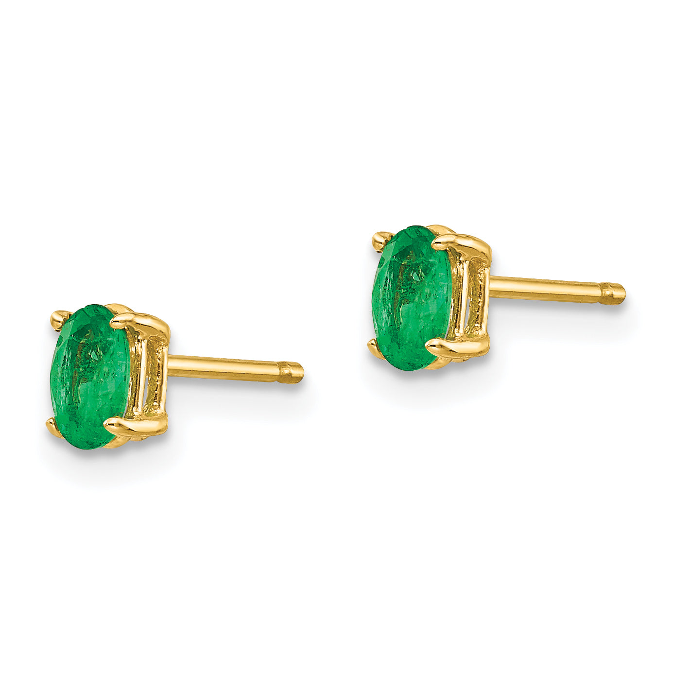 14k Emerald Post Earrings Secondary image