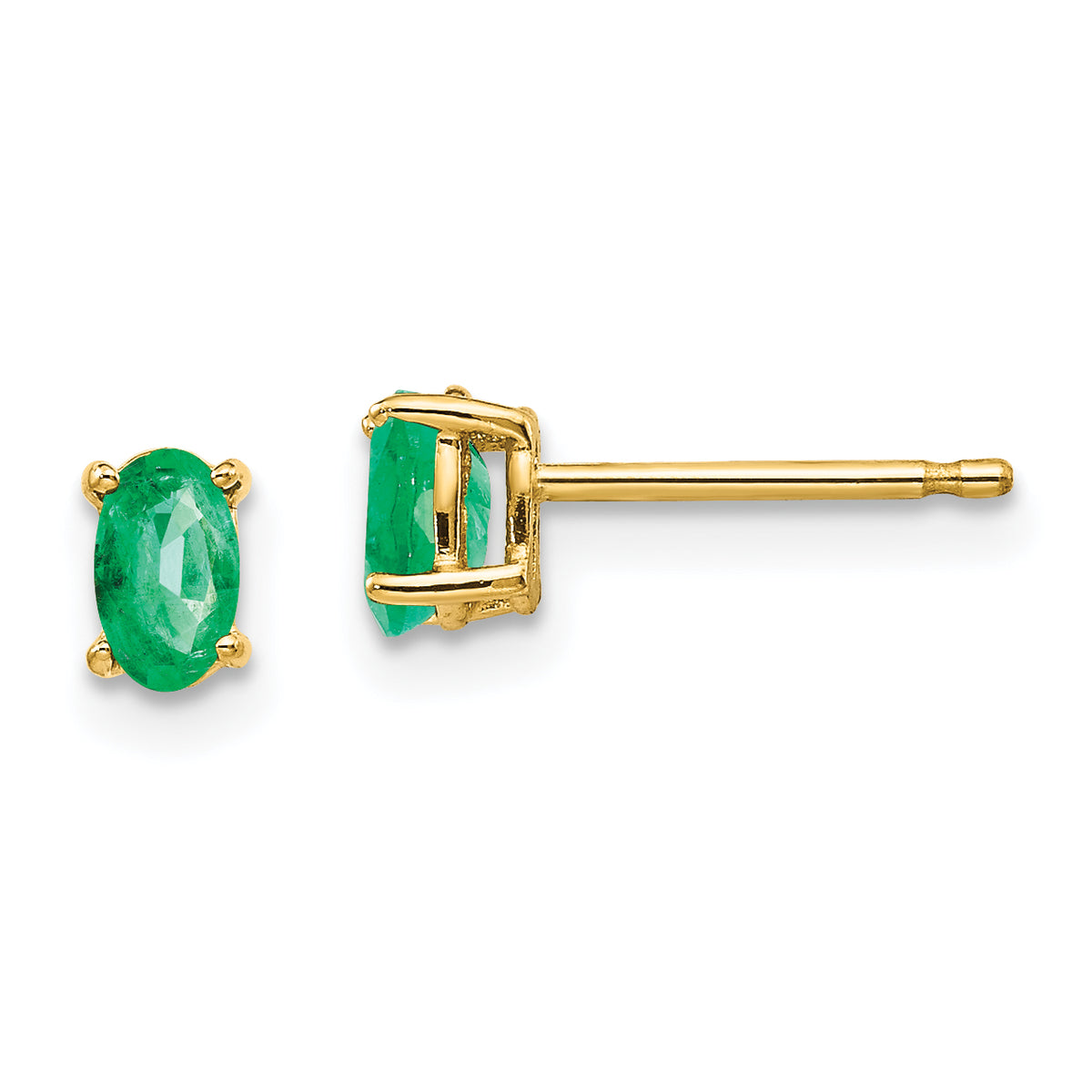 14k Emerald Post Earrings