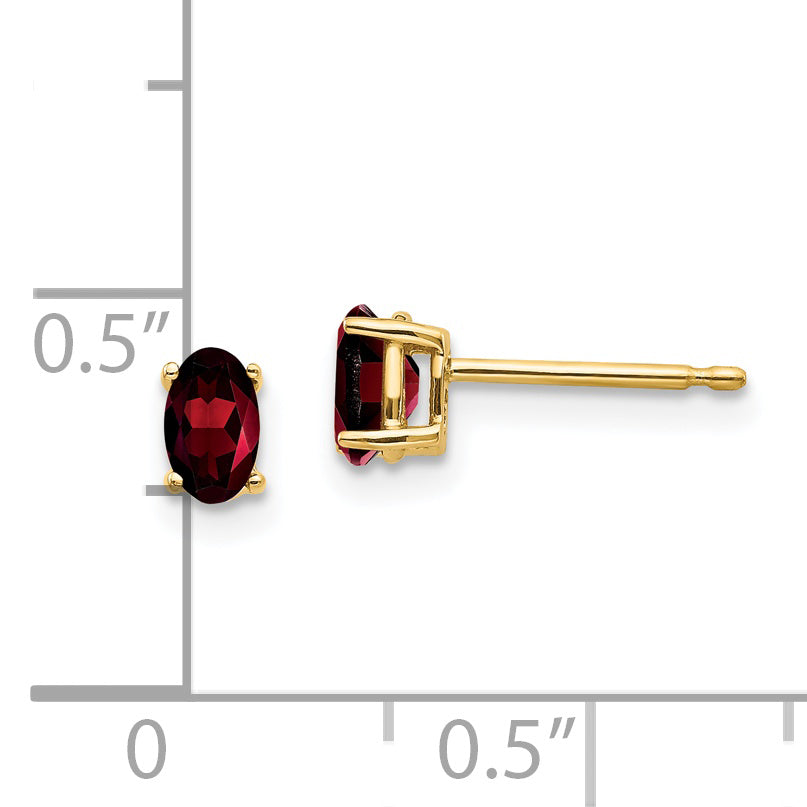 14k 5x3mm Oval Garnet Earrings