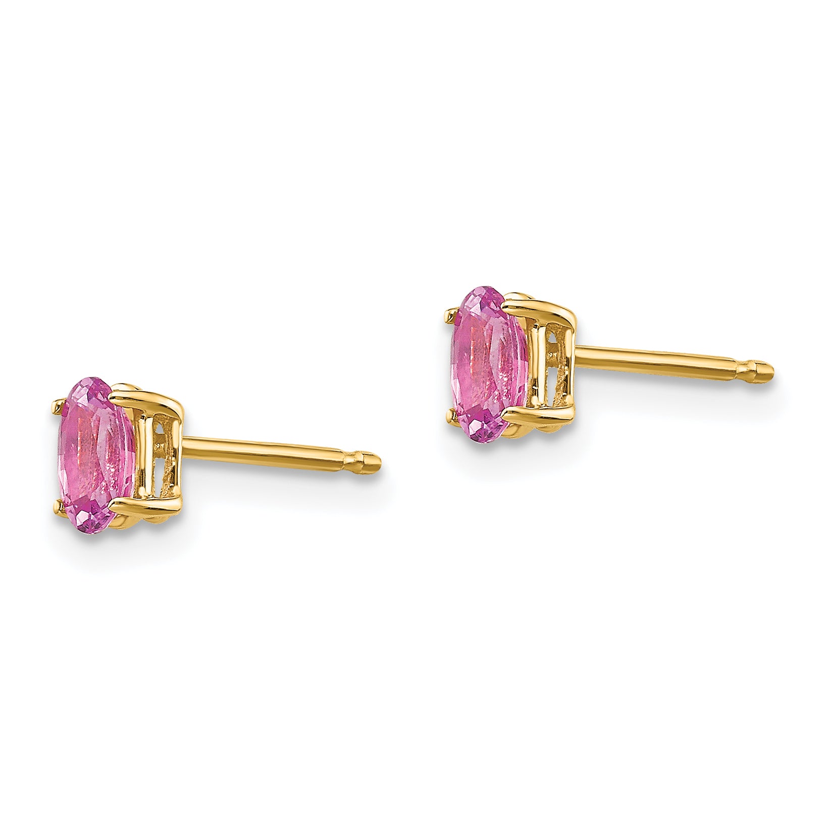 14k Pink Sapphire Post Earrings