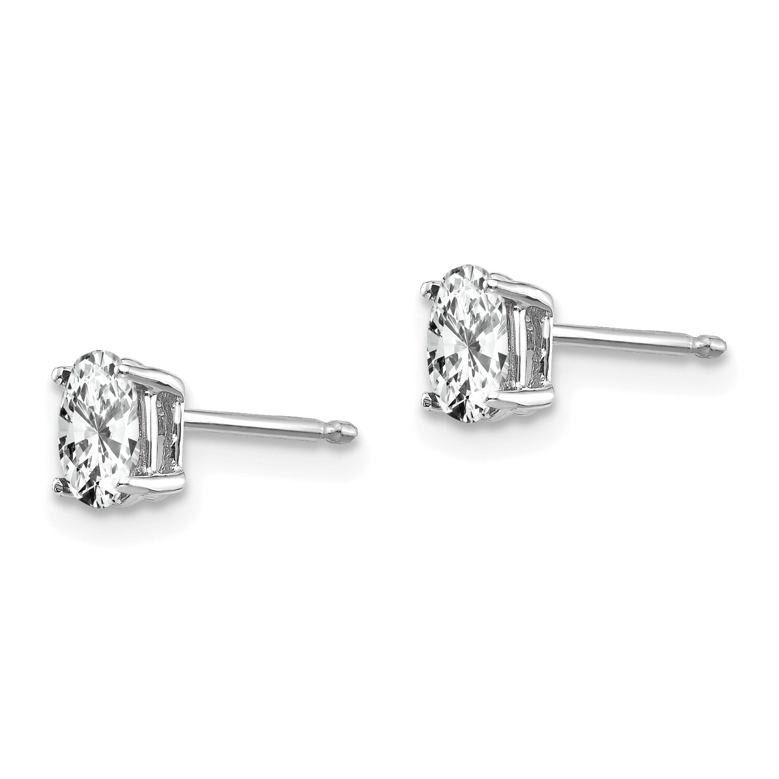 14k White Gold 5x3mm Oval Cubic Zirconia Earrings Secondary image