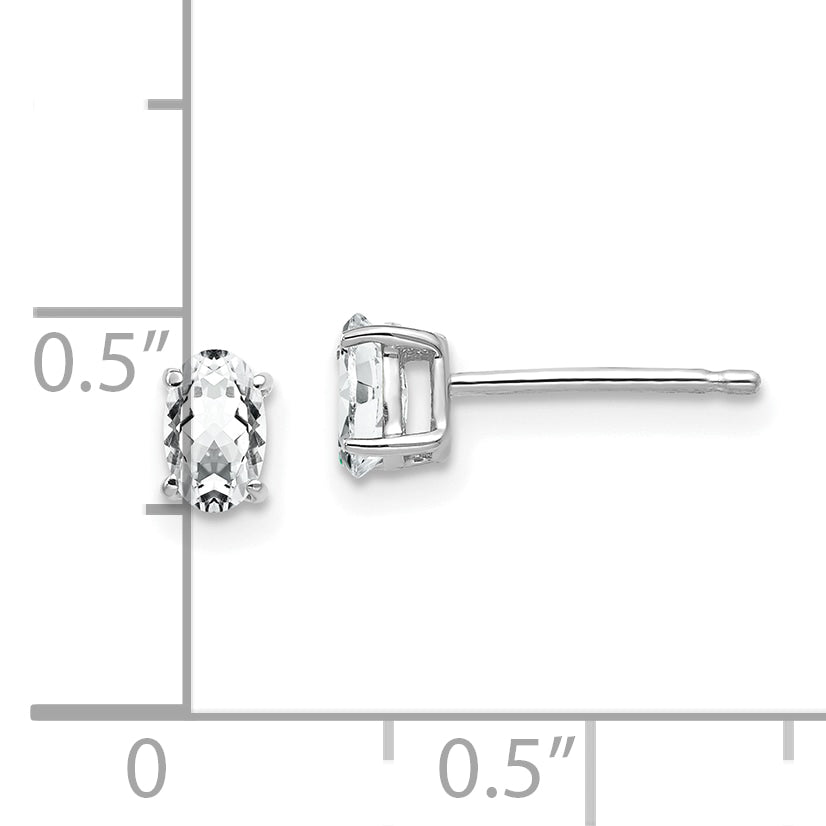 14k White Gold 5x3mm Oval Cubic Zirconia Earrings