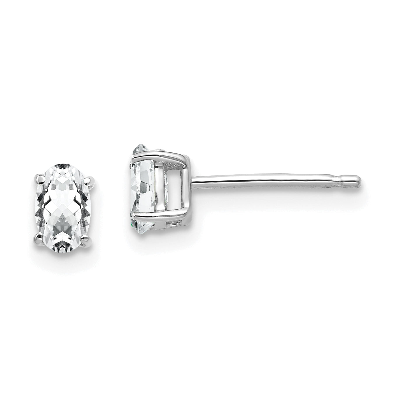 14k White Gold 5x3mm Oval Cubic Zirconia Earrings Main image