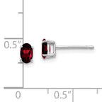 14k White Gold 5x3mm Oval Garnet Earrings
