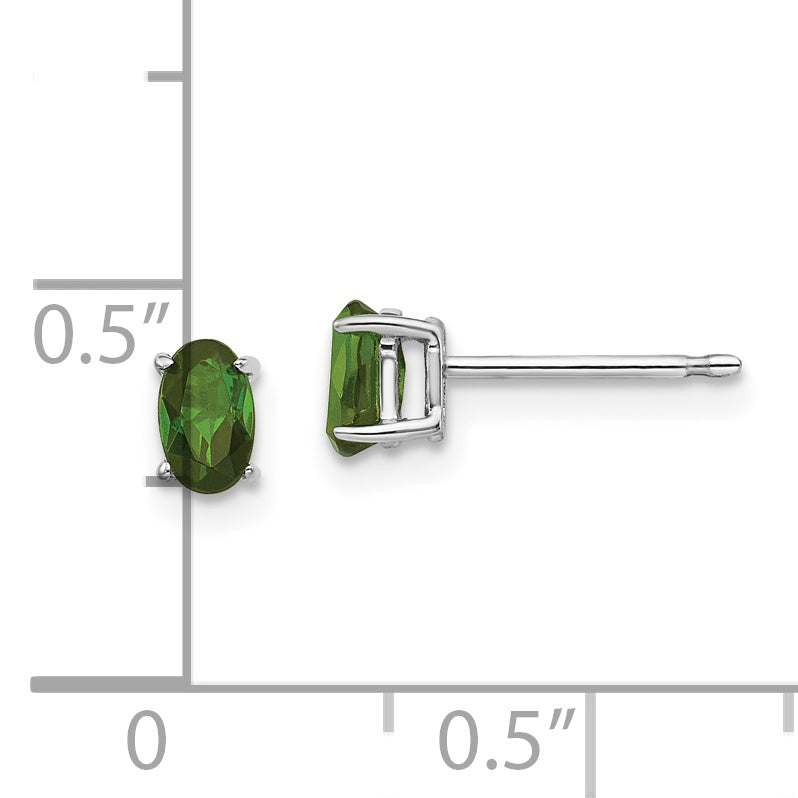 14k White Gold Green Tourmaline Earrings
