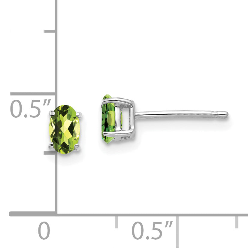14k White Gold Peridot Oval Stud Earrings