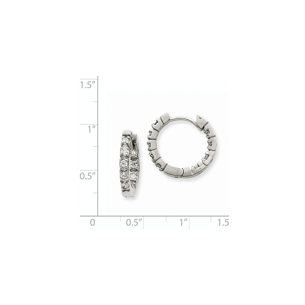 14k White Gold A Diamond Hinged Hoop Earrings