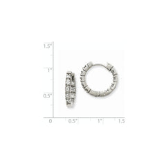 14k White Gold A Diamond Hinged Hoop Earrings