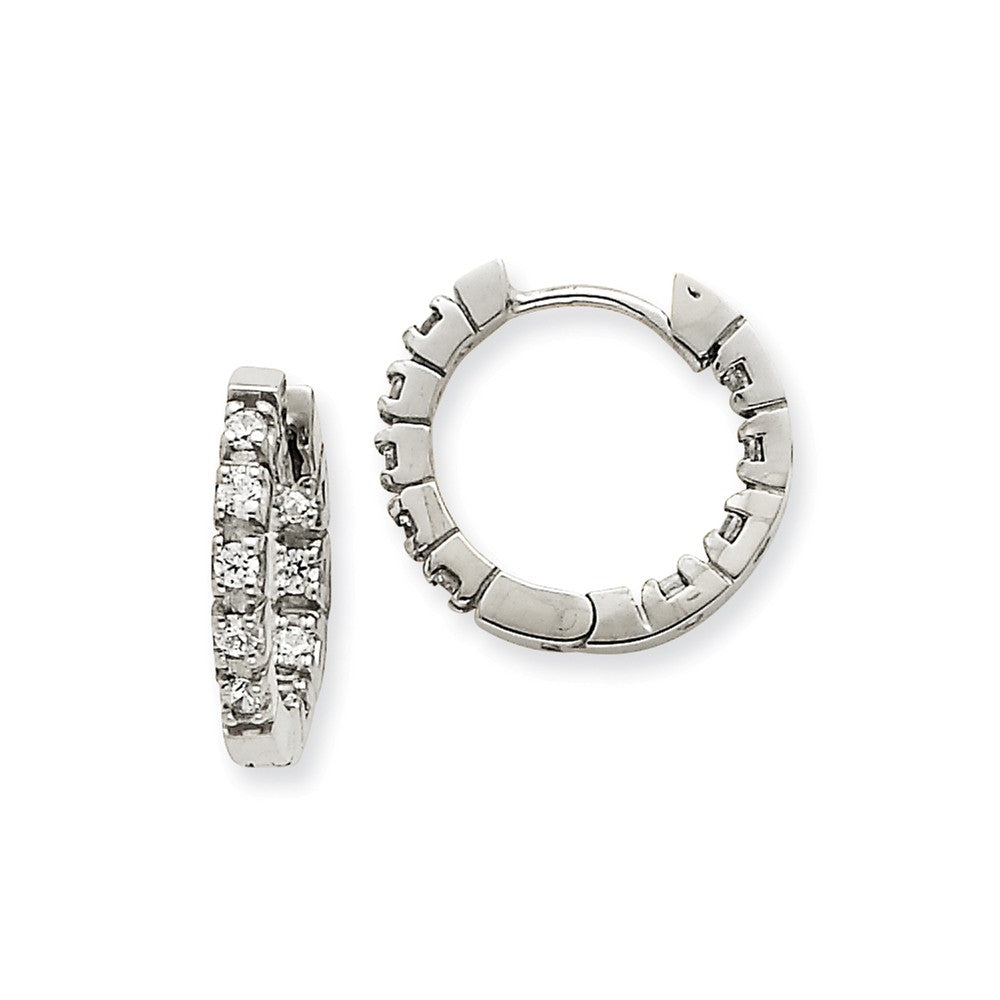 14K White Gold A Diamond Hinged Hoop Earrings