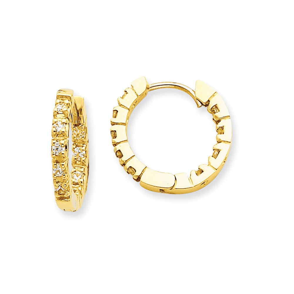 14K VS Diamond Hinged Hoop Earrings