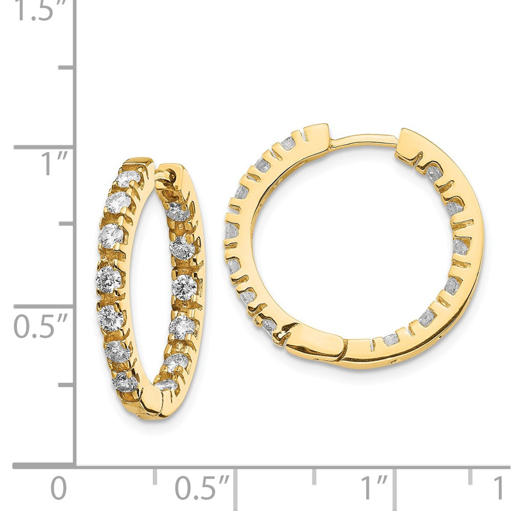 14K A Diamond Hinged Hoop Earrings Secondary image