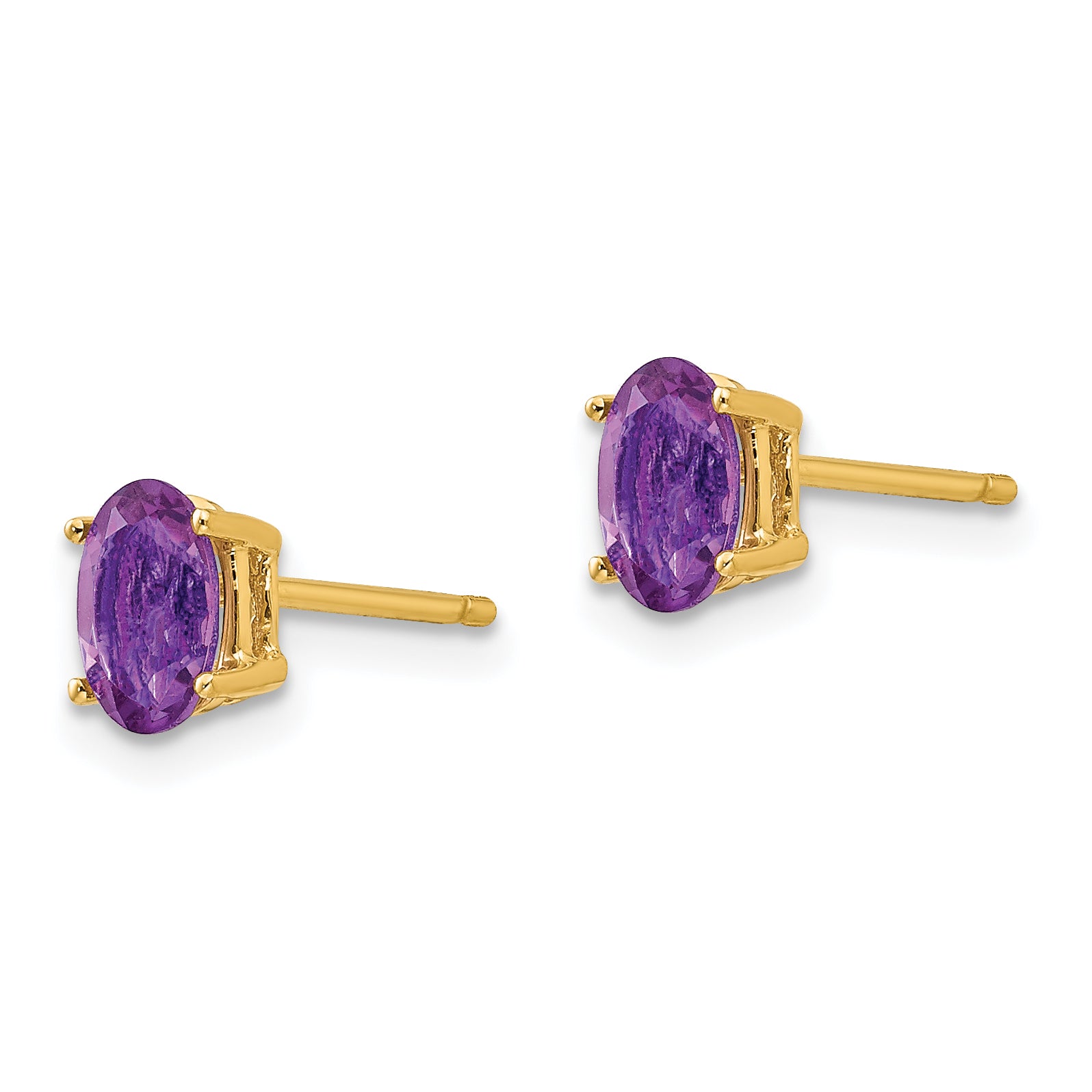 14k 6x4mm Oval Amethyst Earrings Secondary image