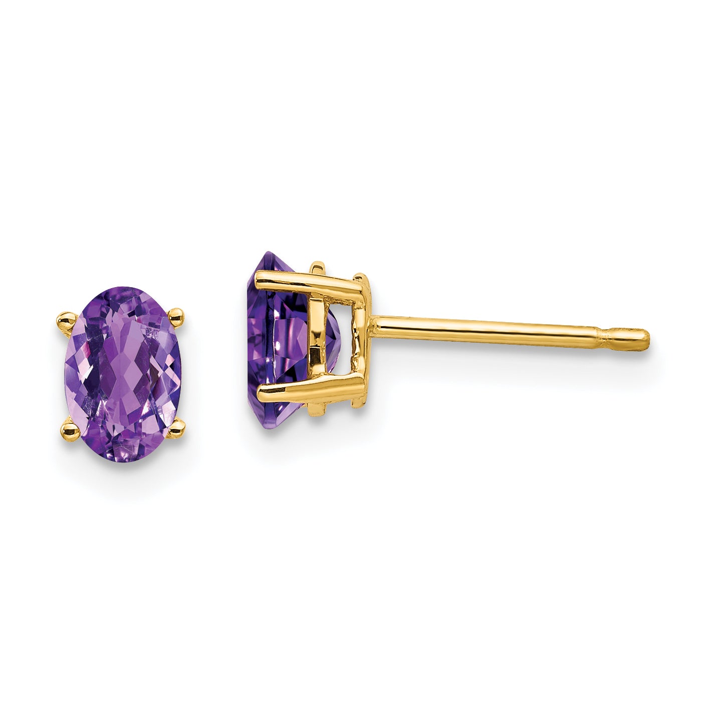 14k 6x4mm Oval Amethyst Earrings Main image