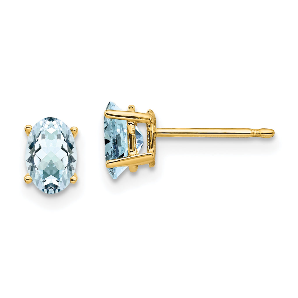 14k Aquamarine Post Earrings