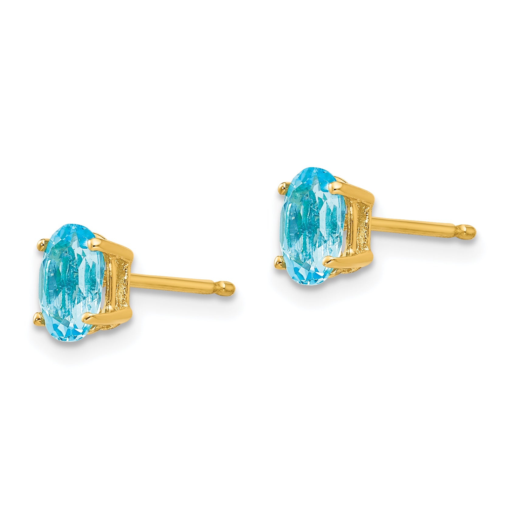 14k 6x4mm Oval Blue Topaz Earrings Secondary image