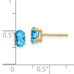14k 6x4mm Oval Blue Topaz Earrings