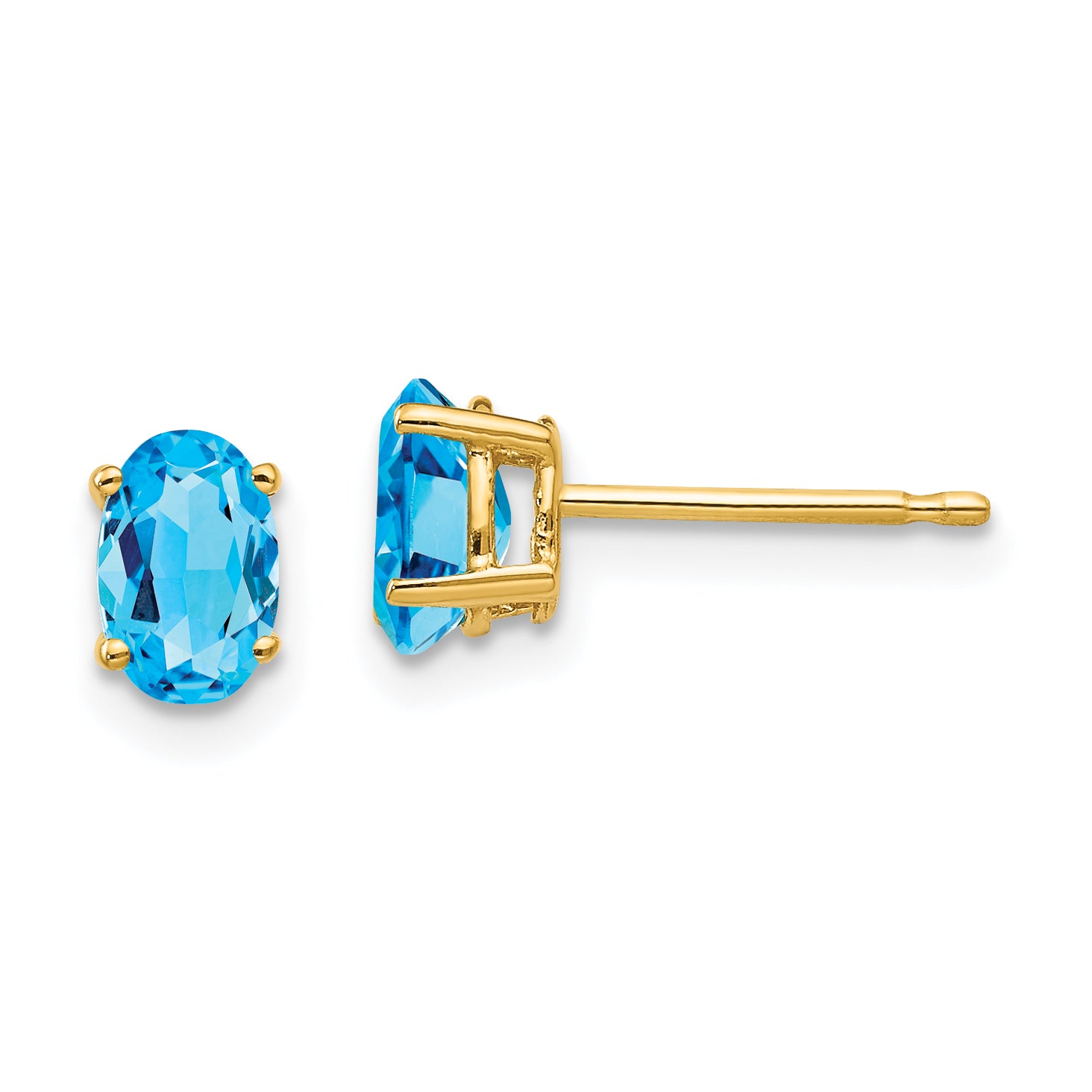 14k 6x4mm Oval Blue Topaz Earrings Main image