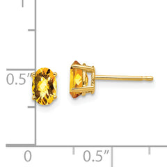 14k 6x4mm Oval Citrine Checker Earrings