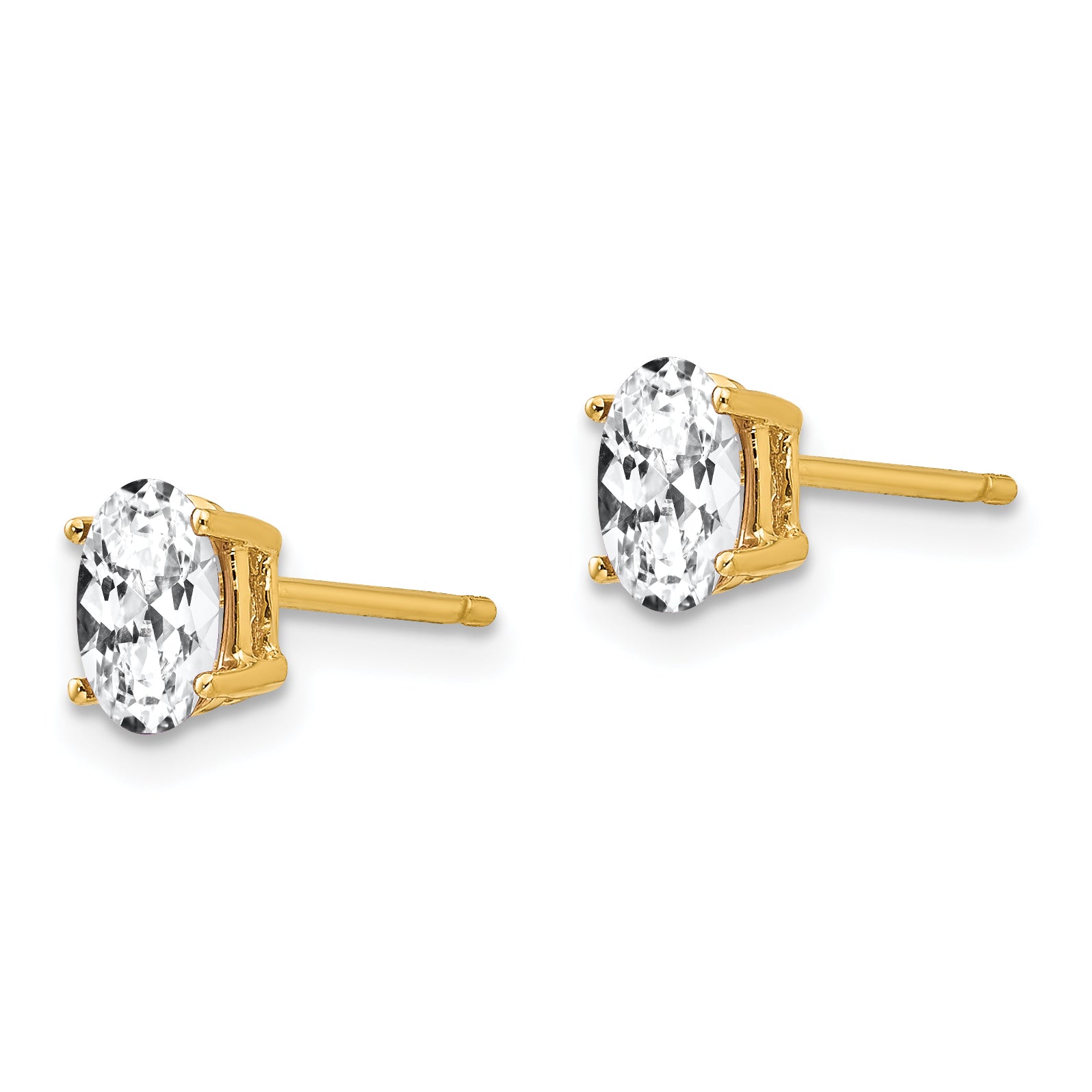 14k 6x4mm Oval Cubic Zirconia Earrings Secondary image