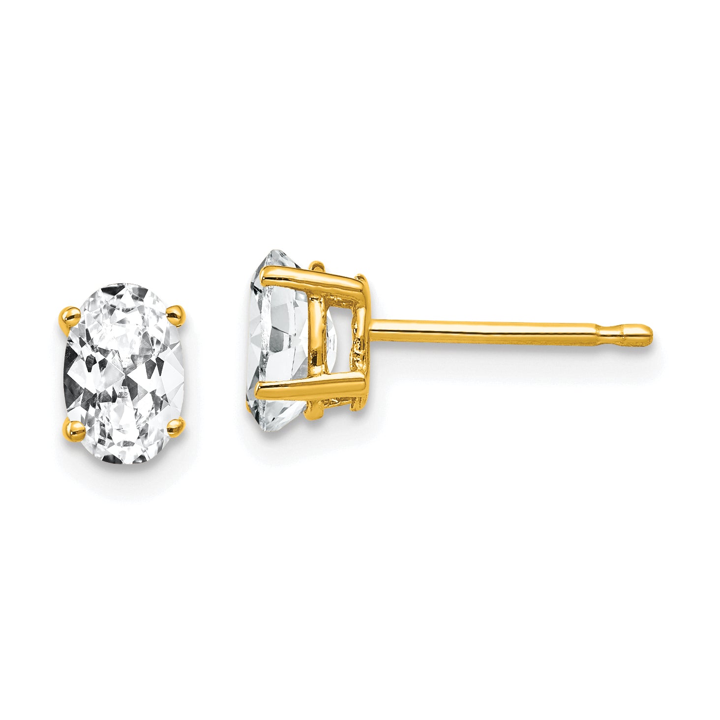 14k 6x4mm Oval Cubic Zirconia Earrings Main image