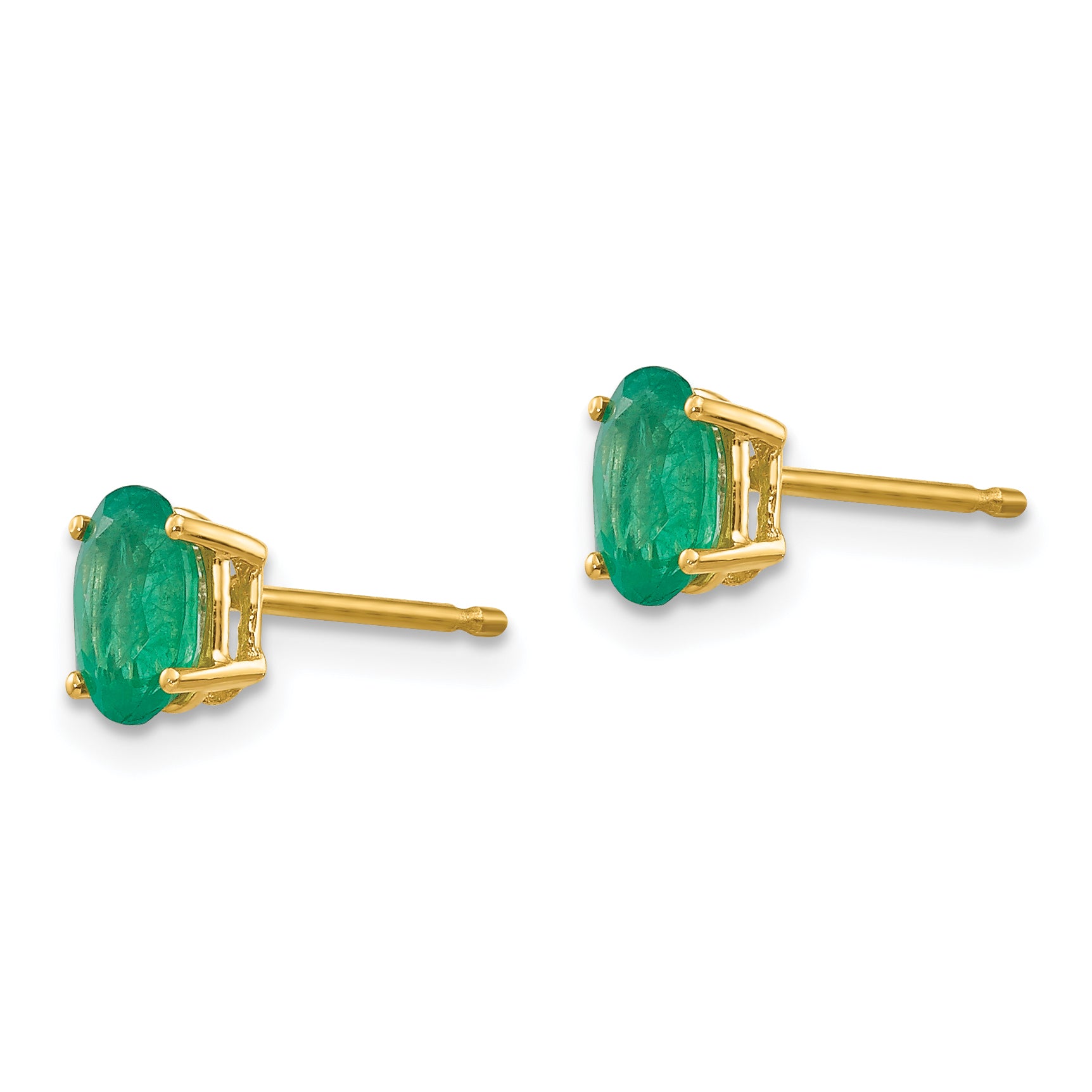 14k Emerald Post Earrings