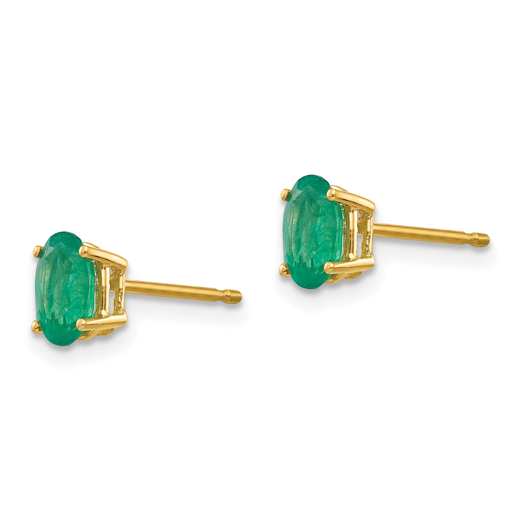 14k Emerald Post Earrings Secondary image