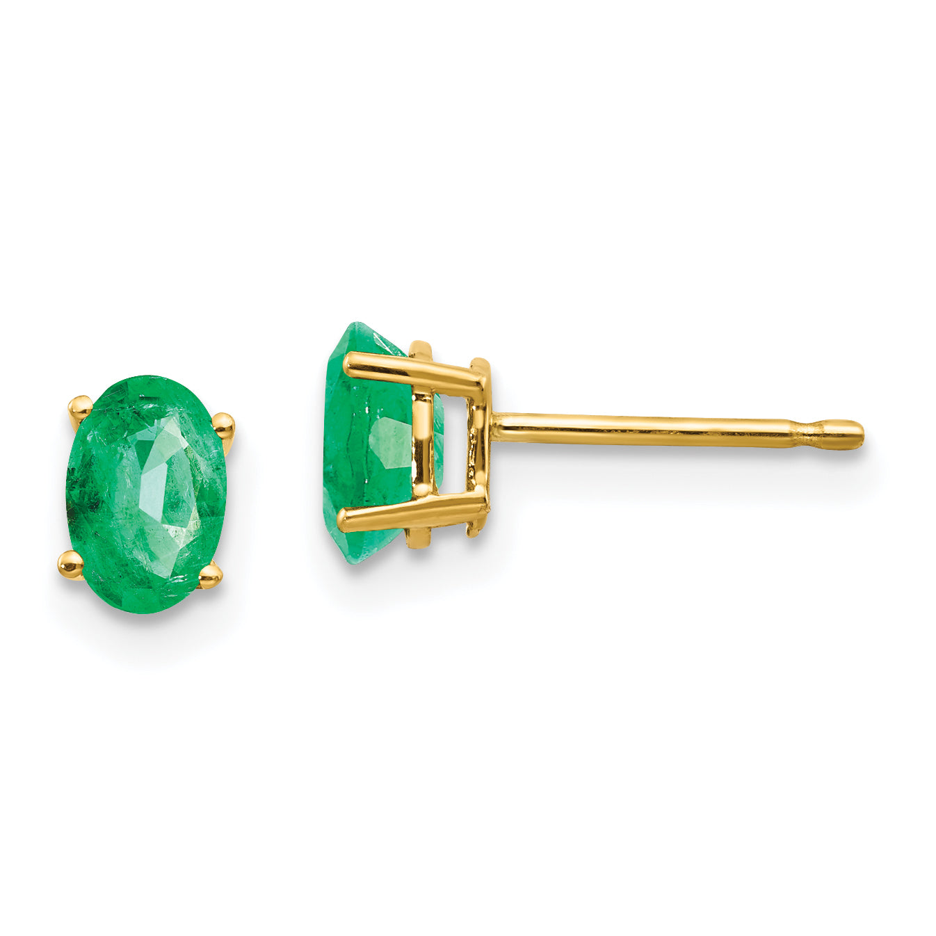 14k Emerald Post Earrings Main image