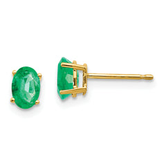 14k Emerald Post Earrings