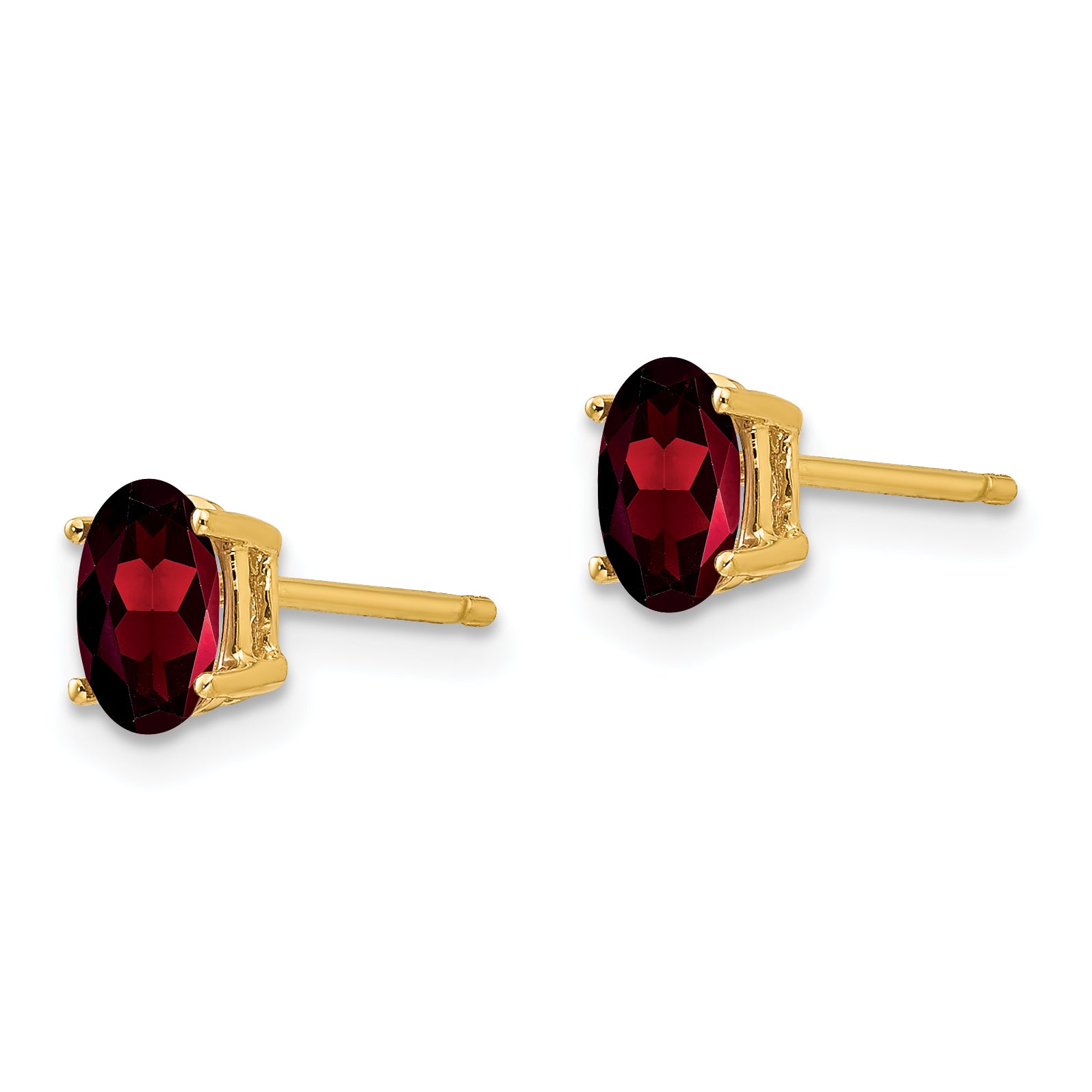 14k 6x4mm Oval Garnet Earrings Secondary image