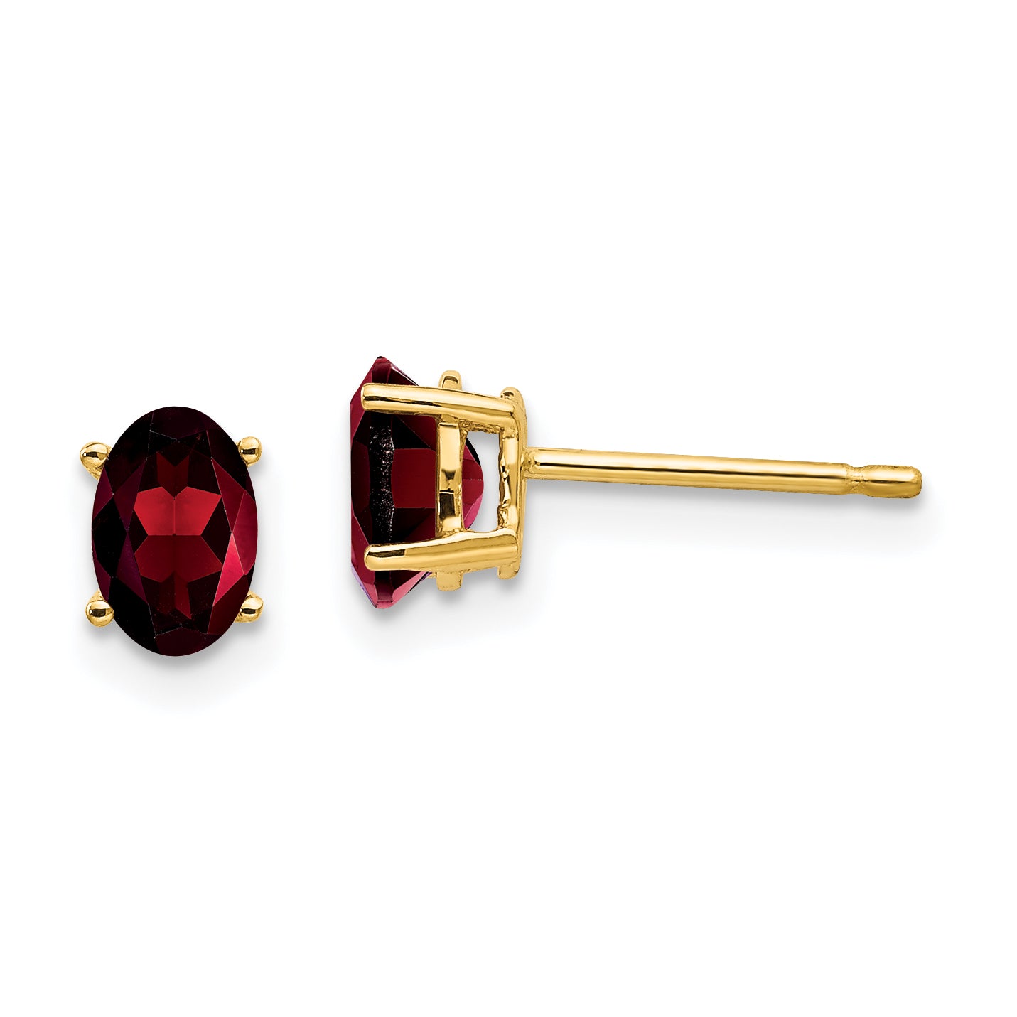 14k 6x4mm Oval Garnet Earrings Main image